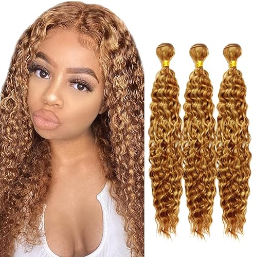 Color 30 Bundles Human Hair P27/30 Deep Wave Bundle Two Tone Honey Blonde Mixed 