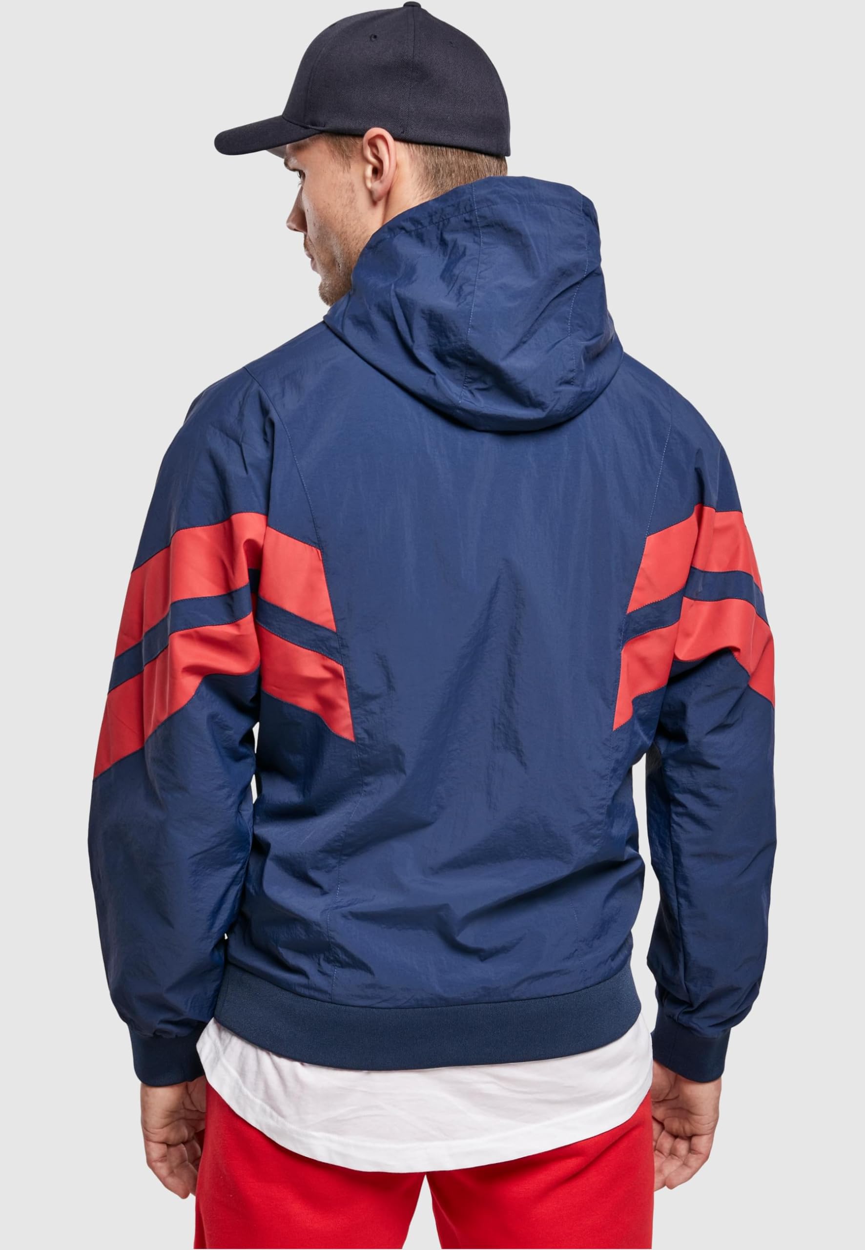 Urban Classics Męska kurtka Crinkle Panel Track, kurtka treningowa dla mężczyzn dostępna w 3 kolorach, rozmiary S - 5XL, Dark Blue/City Red, M