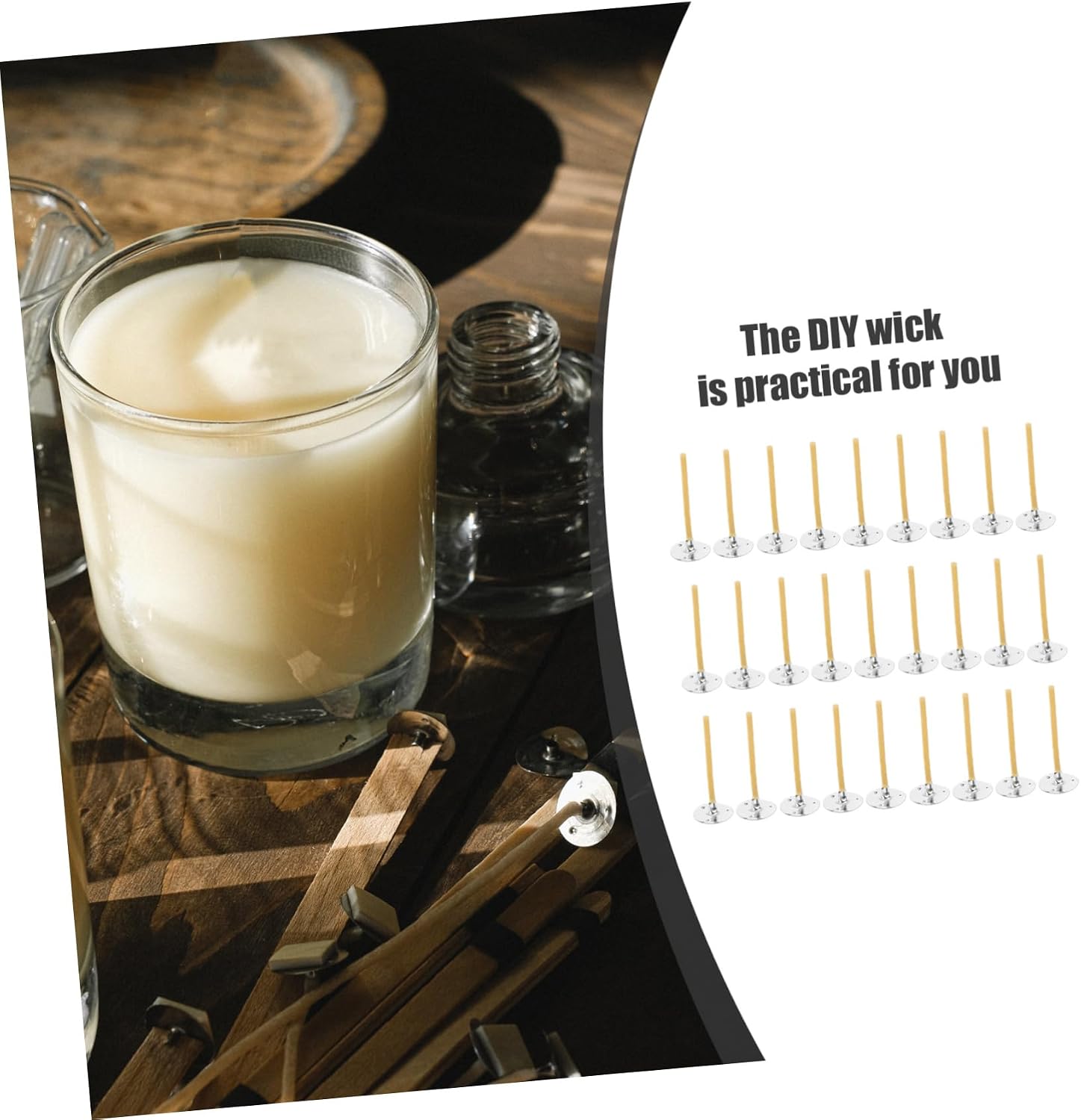 100pcs Candle Wicks with Base for DIY Candle Making Durable and Smokeless Aroma Wicks for Beeswax and Paraffin Projects for Christmas and Special Occasions