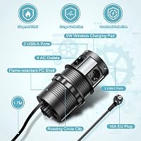 HANNELORE Beépíthető Asztali Elosztó 4 Aljzat 2 USB-C 2 USB-A Vezeték Nélküli Töltés Fekete Munkalapba Konyha 3680W 1.7m Kábel 7