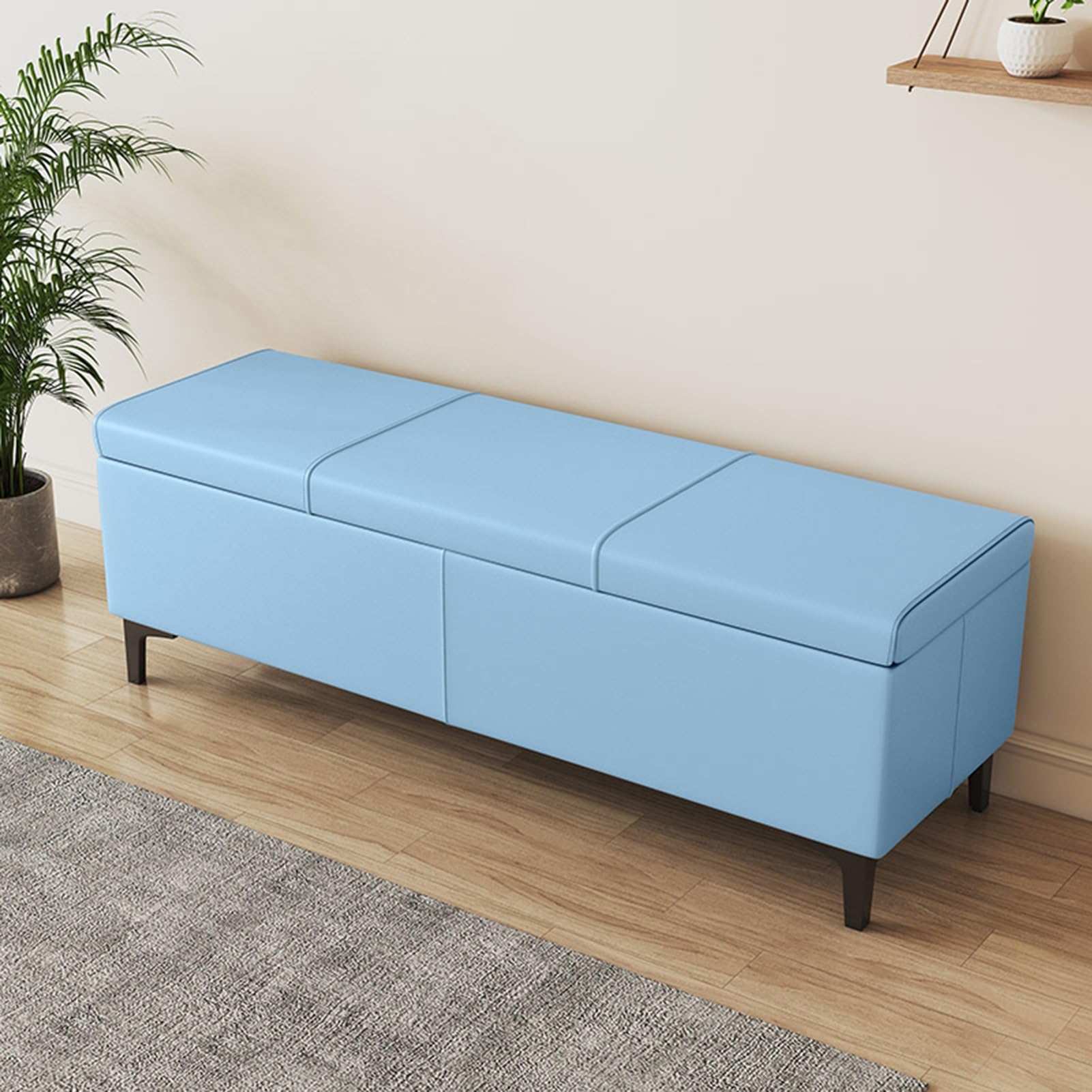 Banc à langer moderne bleu ciel pour organiser votre entrée ou sublimer votre chambre à coucher