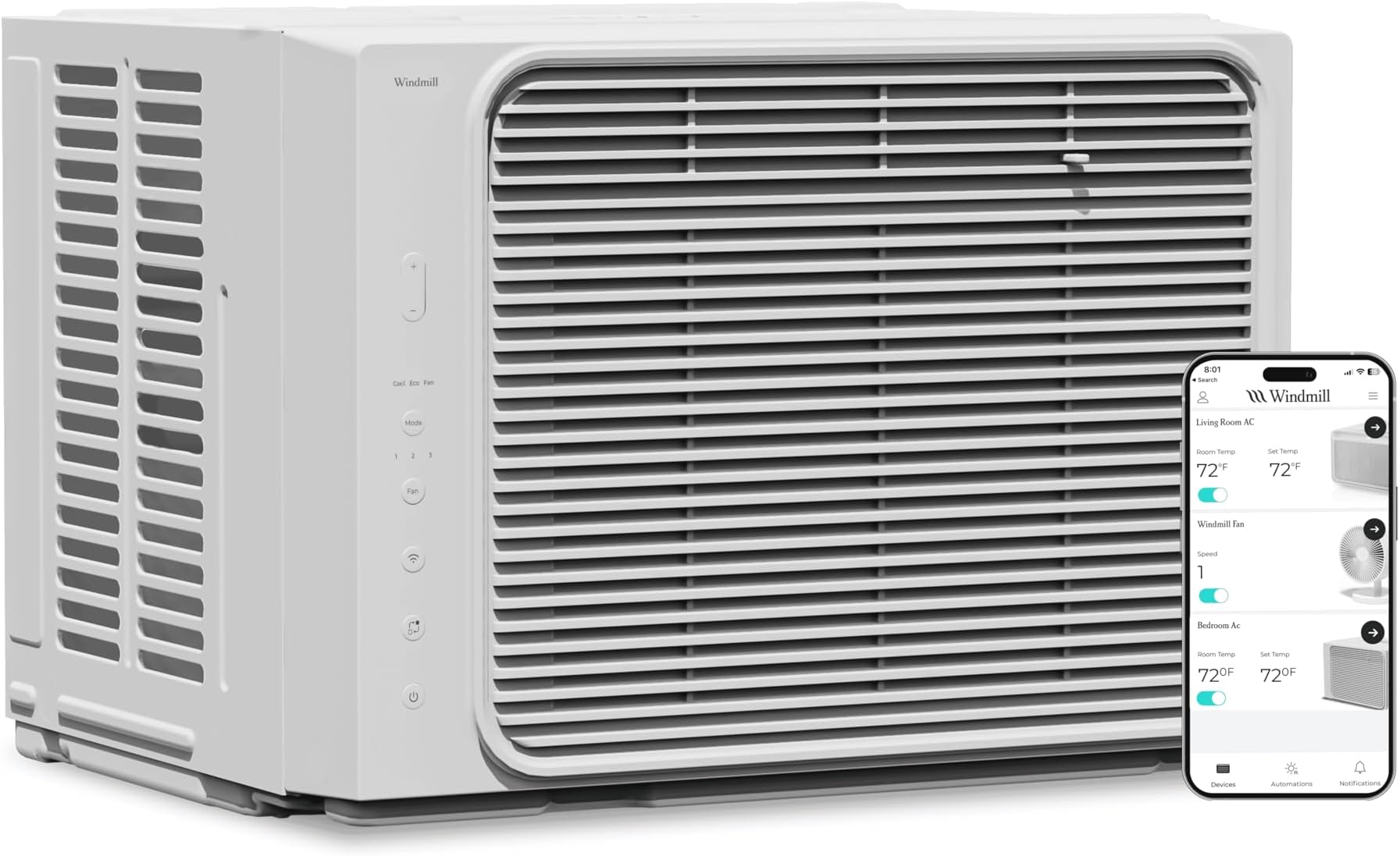 Windmill 5,000 BTU Window Air Conditioner - Cools up to 150 Sq. Ft. - Easy Install, Voice-Enabled, Remote Control & App Control, Energy-Efficient AC Unit for Small Spaces