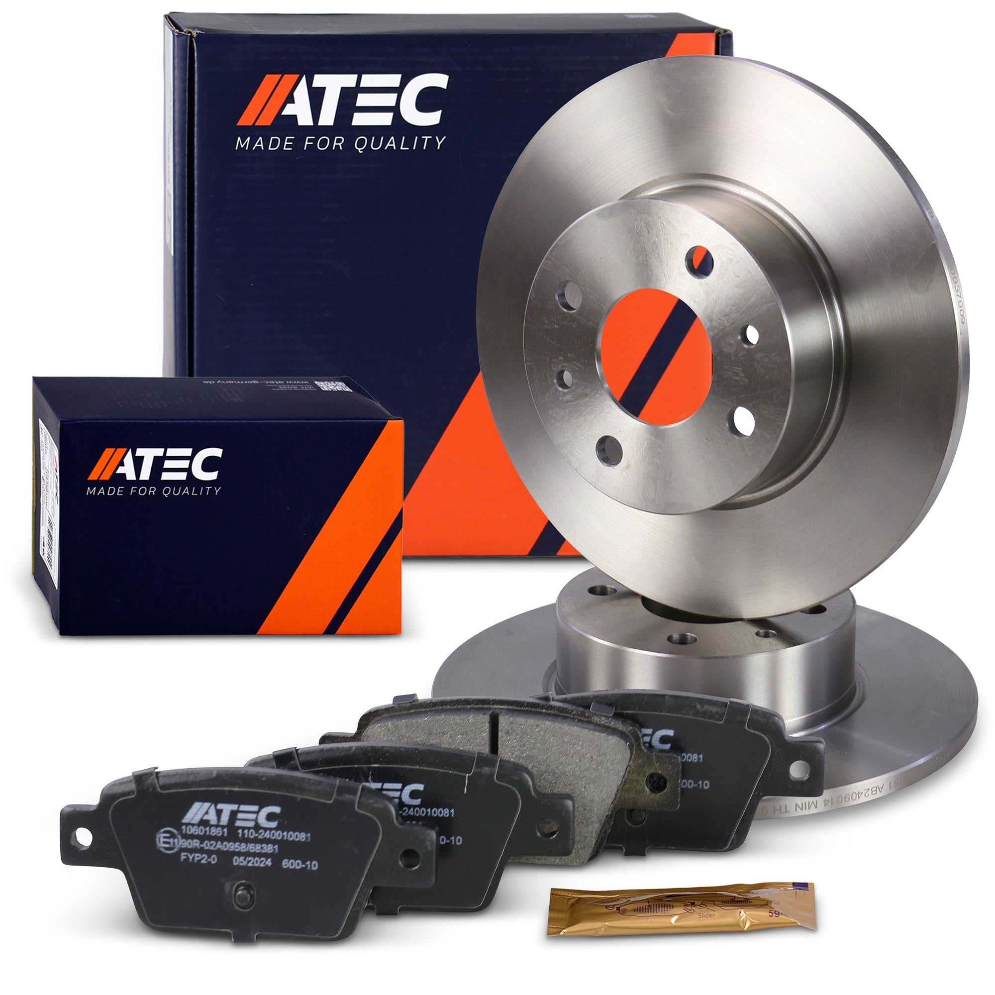 ATEC Germany Set freni asse posteriore incl. dischi freno Ø 251 mm pieni + | Compatibile con: CHRYSLER DELTA, FIAT BRAVO II, BRAVO Van, MULTIPLA, STILO, STILO Multi Wagon, STILO VAN, LANCIA DELTA III