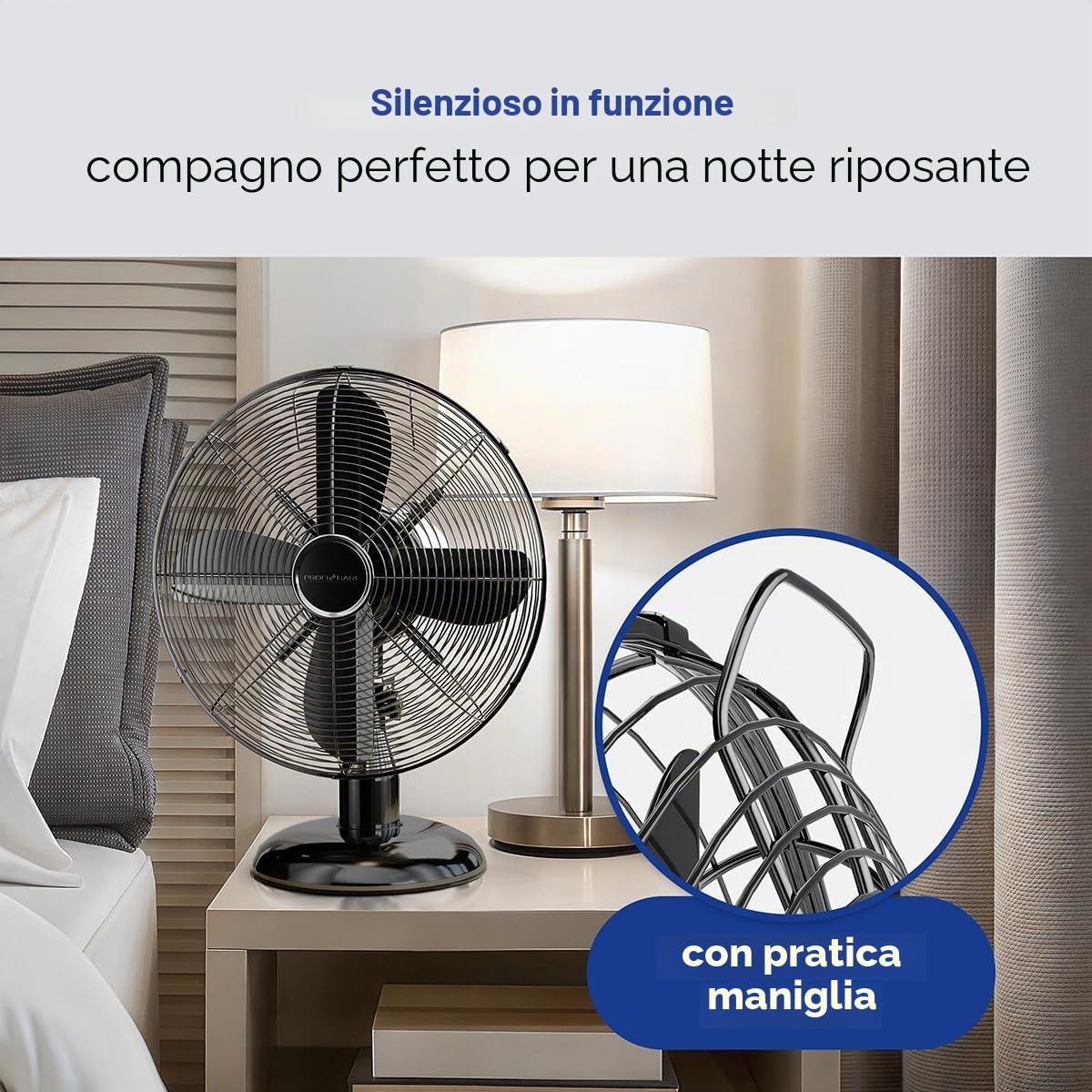 Ventilatore da tavolo di design in acciaio inossidabile 30 cm Proficare PC-VL3063M-Nero
