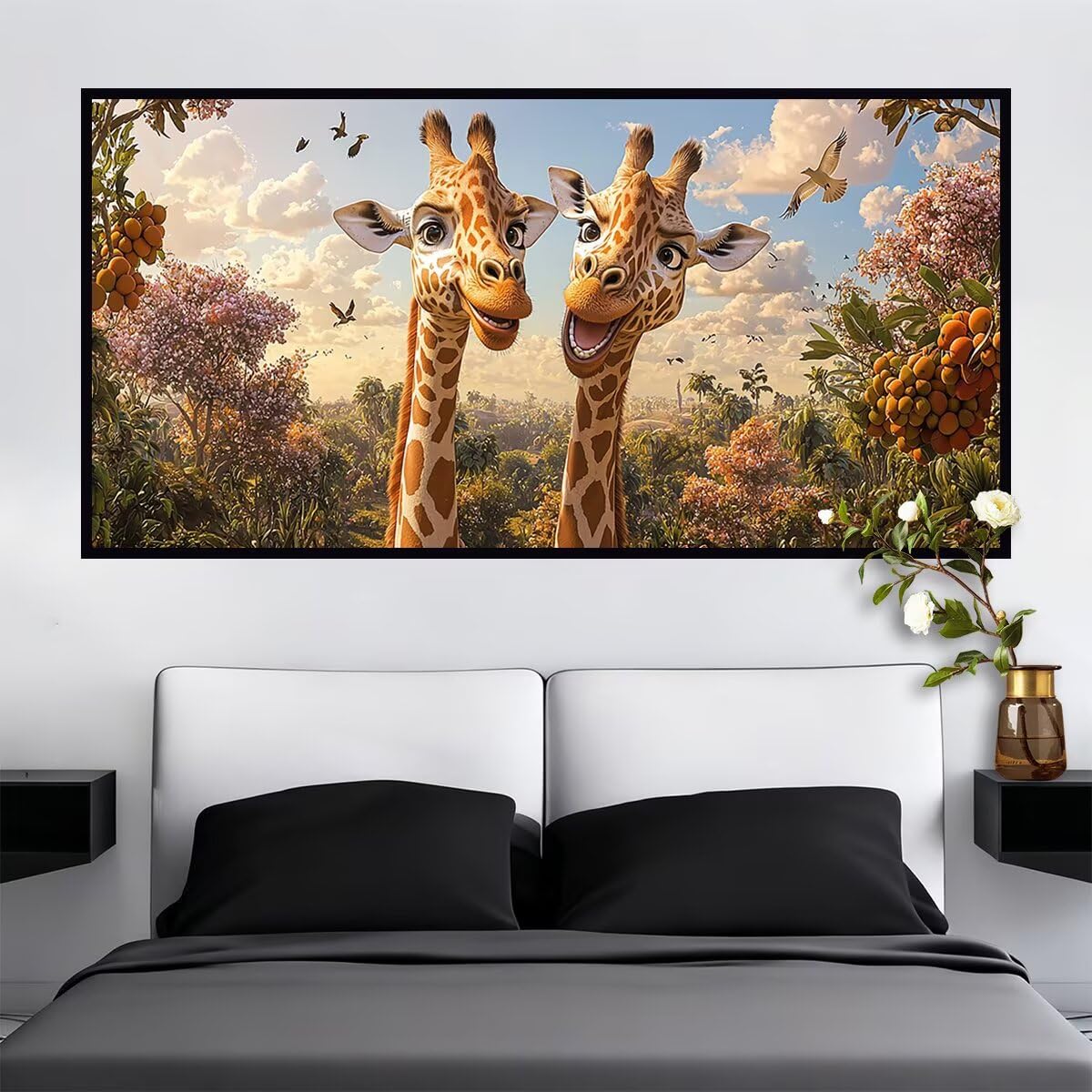 Kwiaty diamentowe zestawy artystyczne dla dorosłych, 160 x 80 cm, duży diamentowy obraz, żyrafa, DIY, duże zestawy artystyczne, rękodzieło dla dorosłych, 5D, pełne wiercenie, malarstwo, klejnot, haft