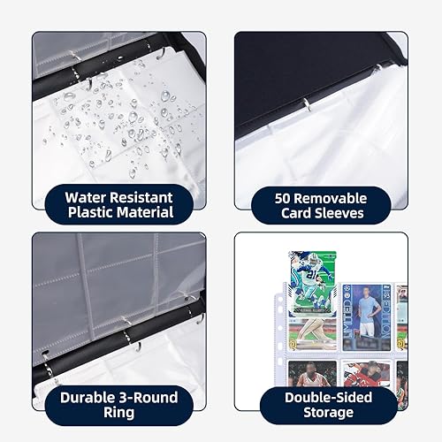 Miniatura 4 de HESPLUS Carpeta de tarjetas con 9 bolsillos, carpeta de tarjetas coleccionables con mangas, carpeta de tarjetas de béisbol, carpeta de tarjetas