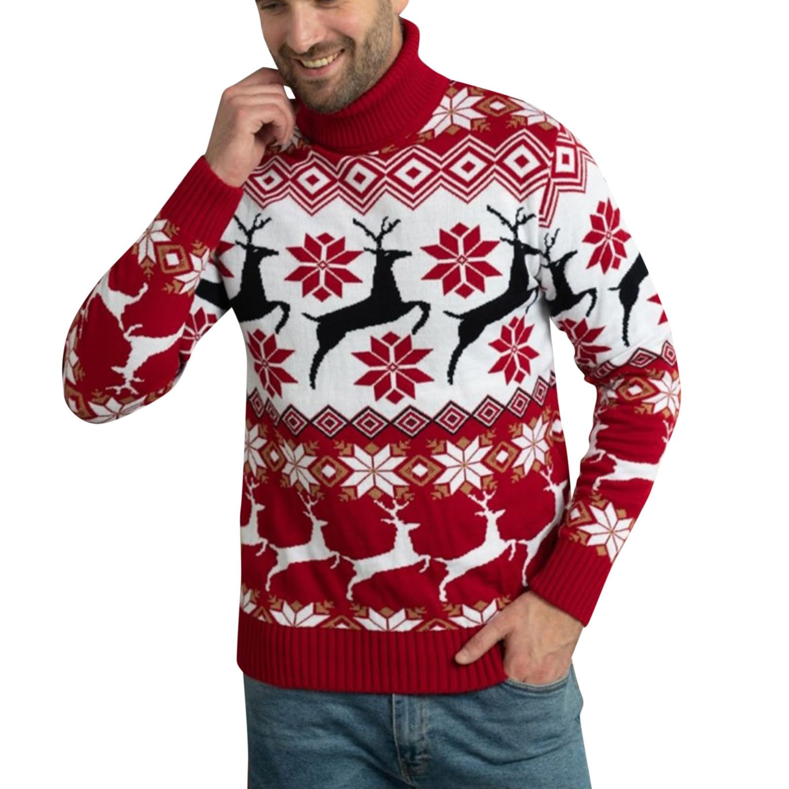 Kersttrui voor heren, kersttrui, grappige wintertrui voor mannen, Noorse trui, kerstoutfit, familie, shirt met lange mouwen, sweatshirt, kerstavond, Kaki, L