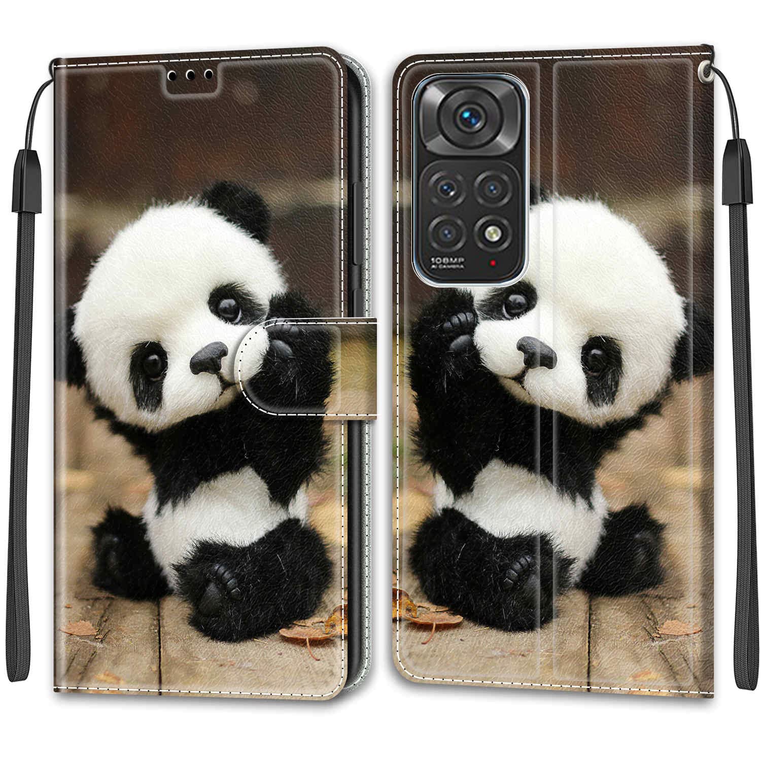 Custodia Peluche Morbida Per Xiaomi Redmi Note 11S/11 4G: Cover Panda Orso Con Strass, Grigio - 2