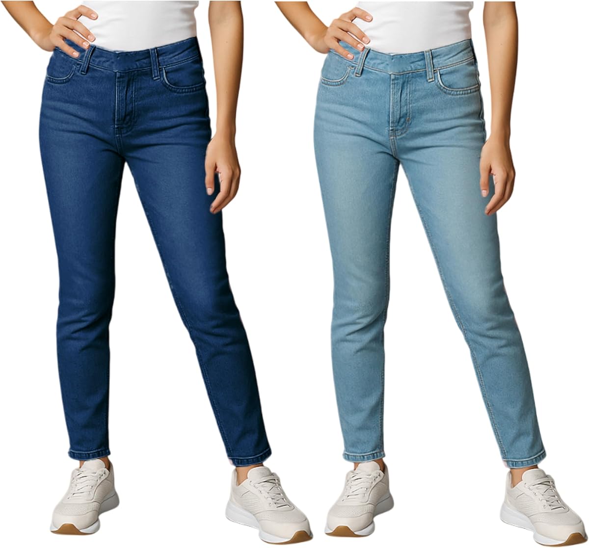 Girls Jeggings 2 Pack Stretch Denim Jeans Leggings with Pockets