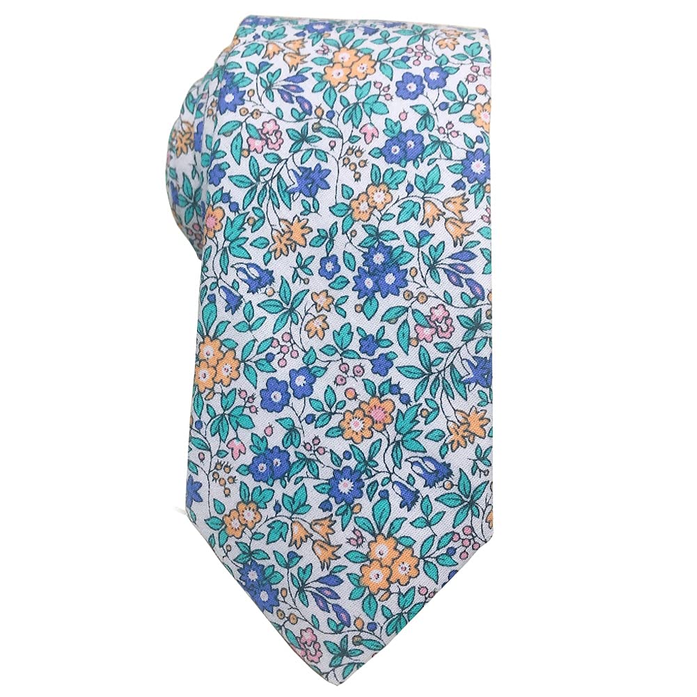 Mantieqingway Men's Cotton Floral Neck Tie 2.56'' Printed Skinny Tie