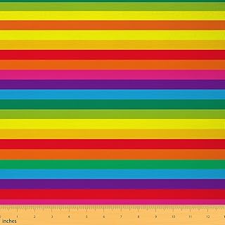 Feelyou Rainbow Fabric by The Yard, Colorful Striped Lines Upholstery Fa...