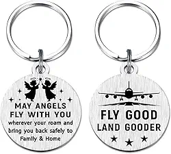 DGXMD Presentes para viagens - Chaveiro Fly Good Land Gooder Safe Travel - Presentes de aniversário de formatura para comissários de bordo, pilotos e viajantes de aviação