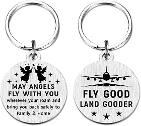 DGXMD Presentes para viagens - Chaveiro Fly Good Land Gooder Safe Travel - Presentes de aniversário de formatura para comissários de bordo, pilotos e viajantes de aviação