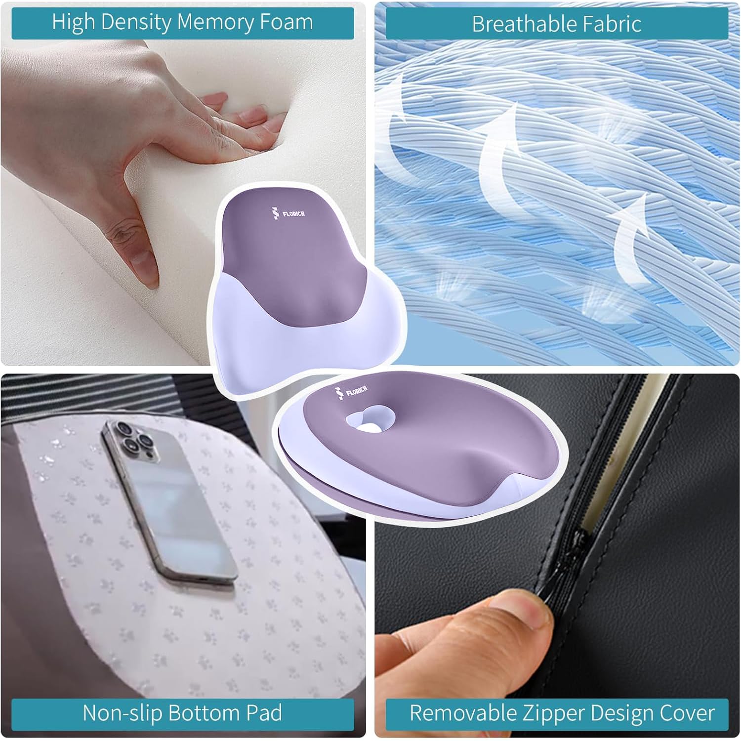 FLORICH Seat Cushion Lumbar Support Pillow for Office Chair Car Lower Back Support Ergonomic Desk Chair Pillow for — view 3