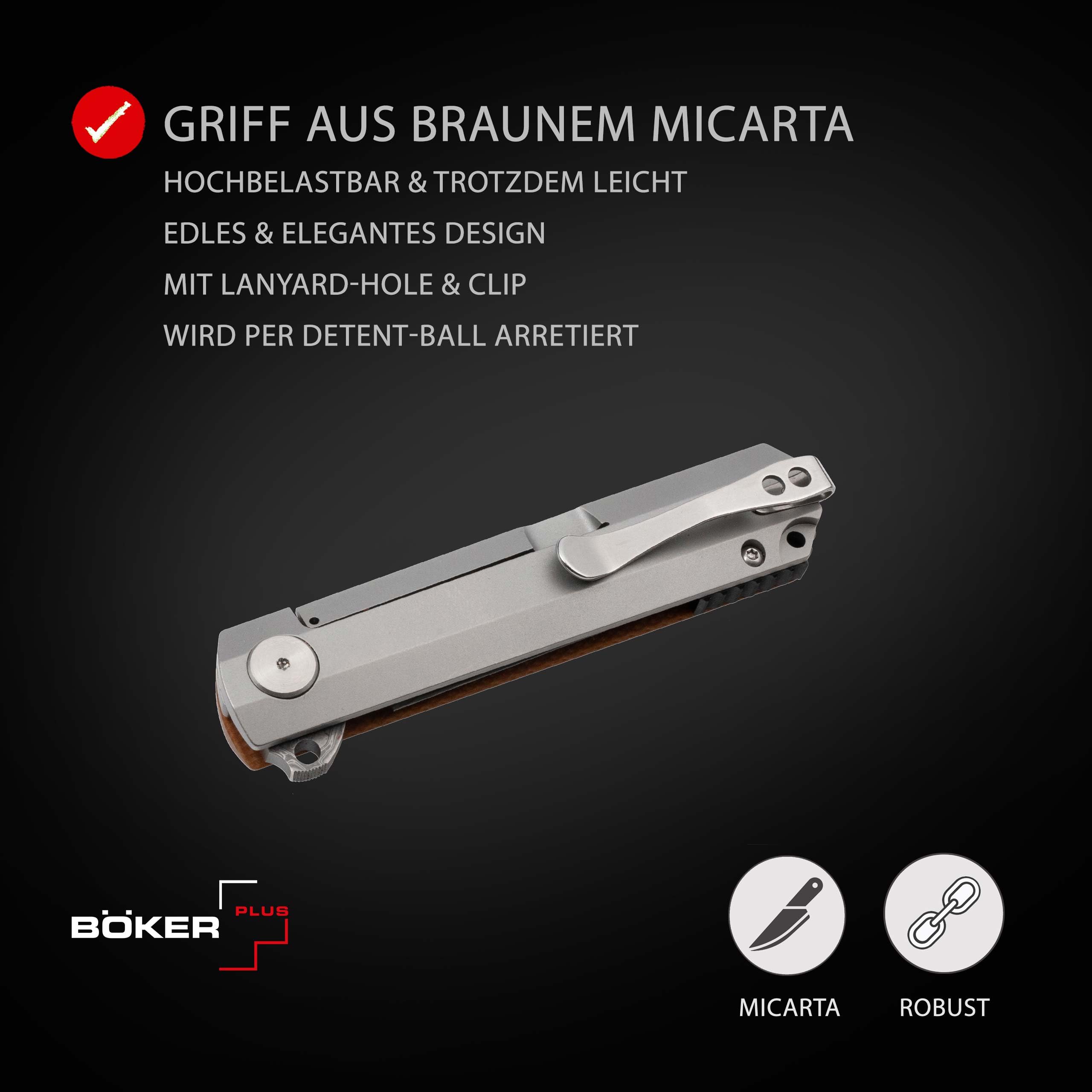 BÖKER PLUS® Cataclyst Flipjoint Damast Taschenmesser - hochwertiges Damaszener Klappmesser mit Clip & Flipper - klappbares EDC Gentleman Folder Messer 42a konform