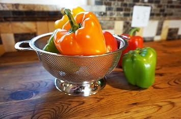 RSVP International Endurance Kitchen Collection Colander Strainer, 3 Quart, Pierced Stainless Steel