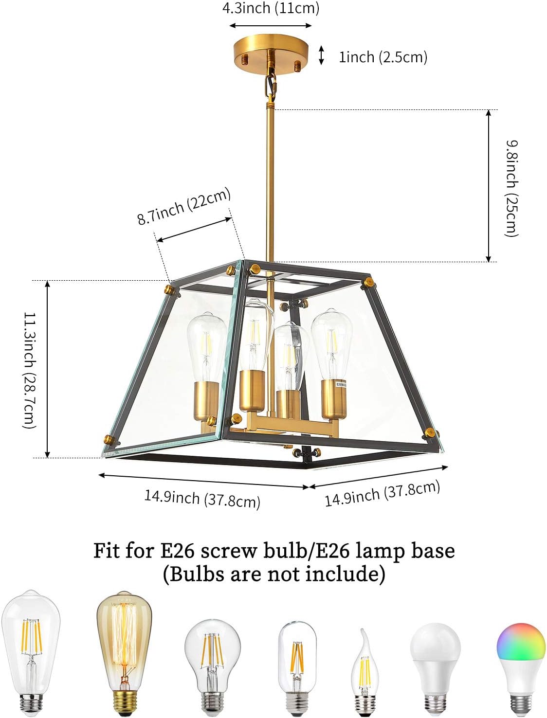 Amаzіng 🔥 Biewalk Outdoor Pendant Lighting Industrial Black and Gold Chandelier Modern Kitchen Island Light Fixture with Trapezoid Metal Cage and Glass for Dining Room Bedroom Living Room Foyer Hallway Bar 🛒 Flаѕh Sаlе Biewalk Outdoor Pendant Lighting Industrial Black and Gold Chandelier Modern Kitchen Island Light Fixture with Trapezoid Metal Cage and Glass for Dining Room Bedroom Living Room Foyer Hallway Bar