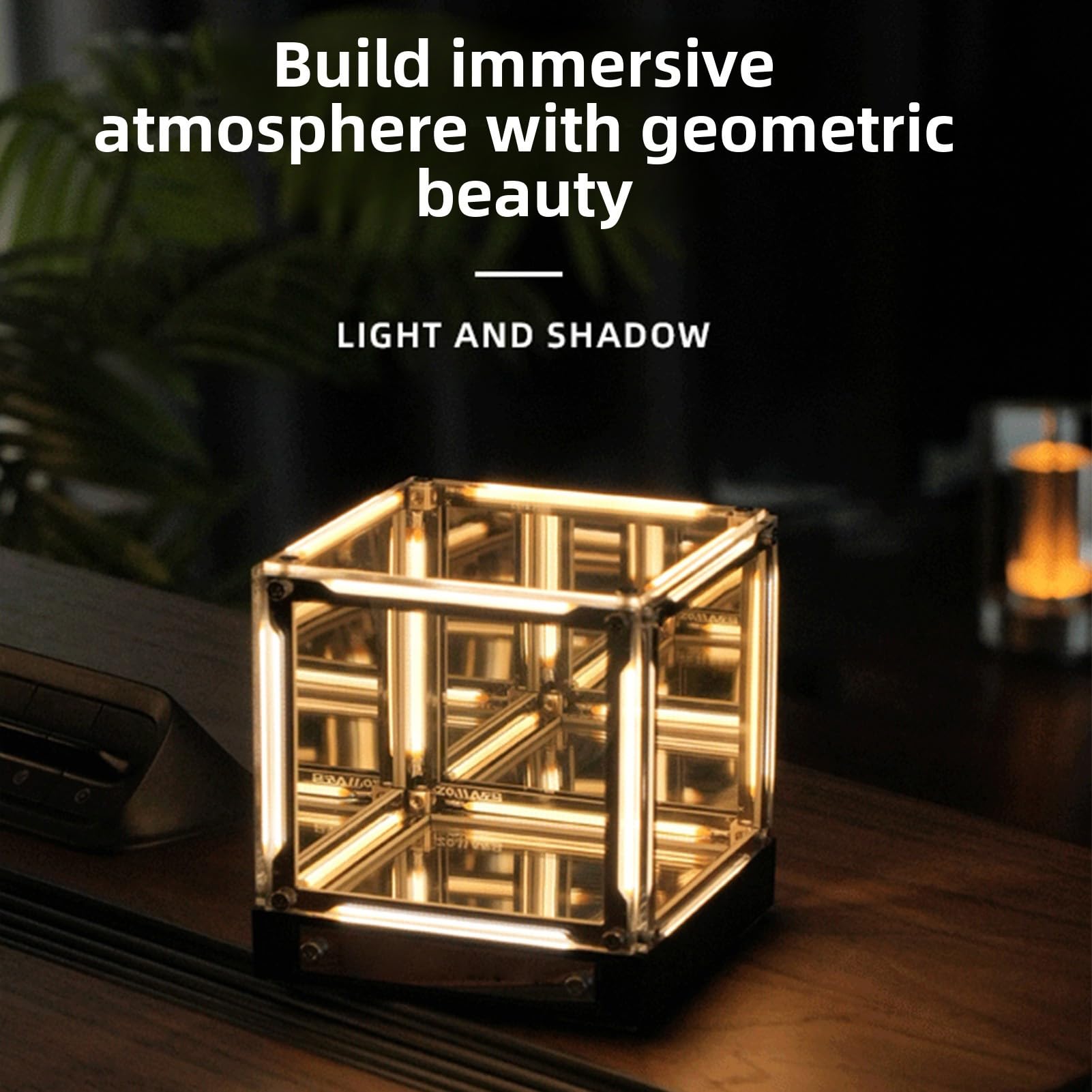 Fabater Lampada Cubo a Specchio 4D, Luce LED Hyper Cube con Controllo Touch, Lampada Creative Infinite Abyss, Lampade da Comodino Dimmerabili, Luce Notturna Ricaricabile