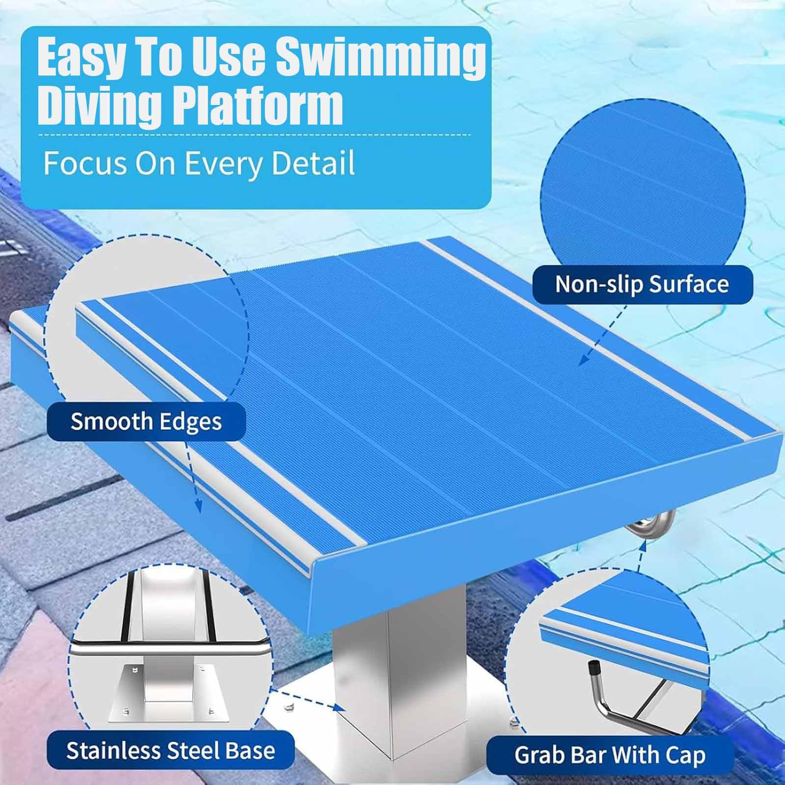 Piattaforma Per Tuffi In Piscina, Trampolino Professionale Inclinato 15° | Capacità Carico 300 Kg, Base In Acciaio Inossidabile E Superficie Antiscivolo, Per Allenamento E Competizioni