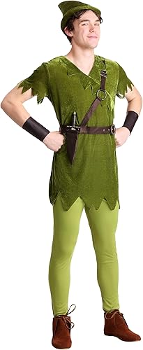 Miniatura 2 de Adult Classic Peter Pan Costume Mens, Fantasy Neverland Lost Boy Green Halloween Outfit
