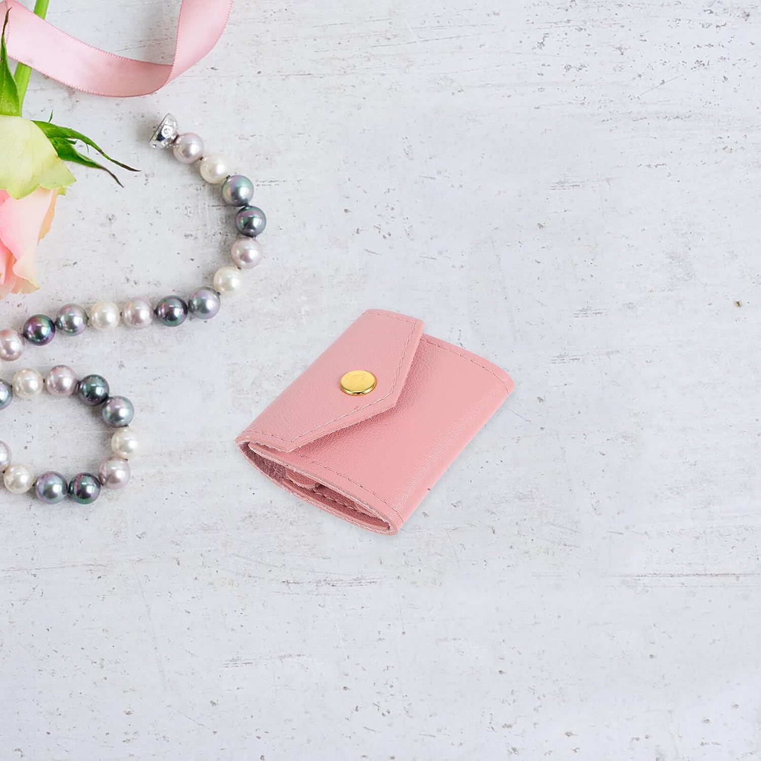 Mini Travel Jewelry Roll Bag with Snap Button Foldable Small Portable Jewelry Organizer Pouch for Earrings Rings Necklaces