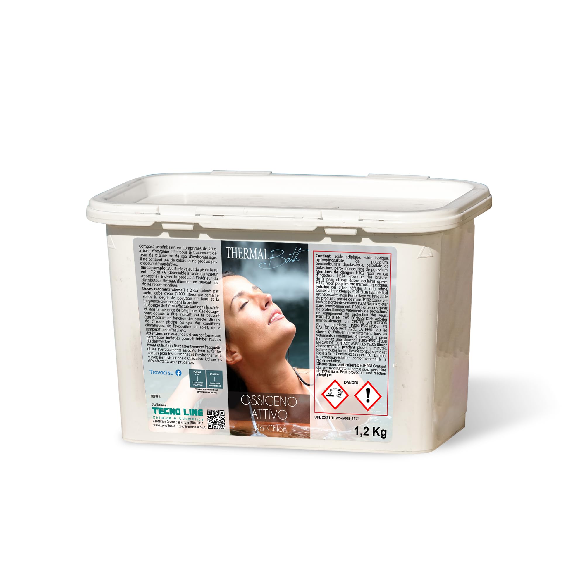 Thermal Bath SET Ossigeno Attivo past 20gr 1,2 KG + 2pz Aqua Sea Breeze 1Lt | Ossigeno Attivo in Pastiglie da 20gr e Acqua Termale con Sali Minerali, aroma Brezza Marina, per Piscina e Spa Idromassaggio