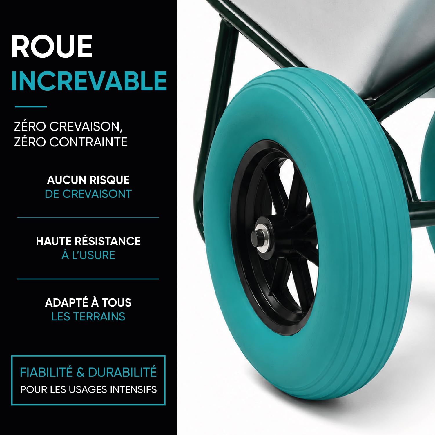KELI - Brouette 2 Roues Increvables, 110L, Chariot de Transport, Poignées Ergonomiques, Usage Intensif, Acier Galvanisé