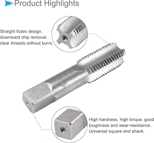 Miniatura 5 de Tapones de roscado a mano, rosca M22 x 2.5, herramienta métrica de aleación de acero, rosca inferior cónica (aplicaciones para reparación de roscas