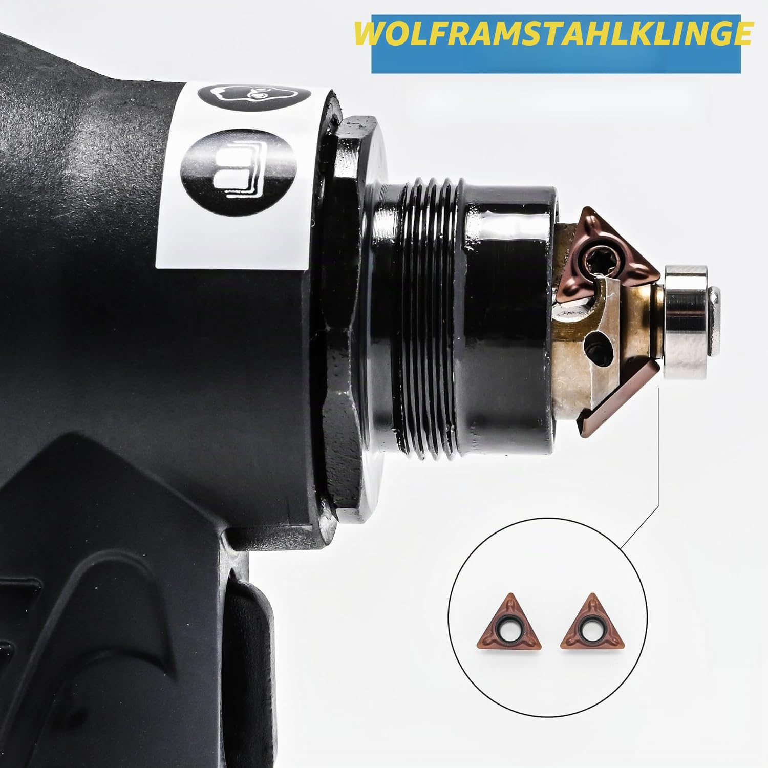 2-in-1 Pneumatische Anfasmaschine Handheld 30000 U/min 45°, Mini Luftfasenwerkzeug Anfaswerkzeug Bogenecke mit 1/4 Zoll Lufteinlass, für Trimmen Fase Entgraten, 6R+8C Winkeleinsätze+6 Lager