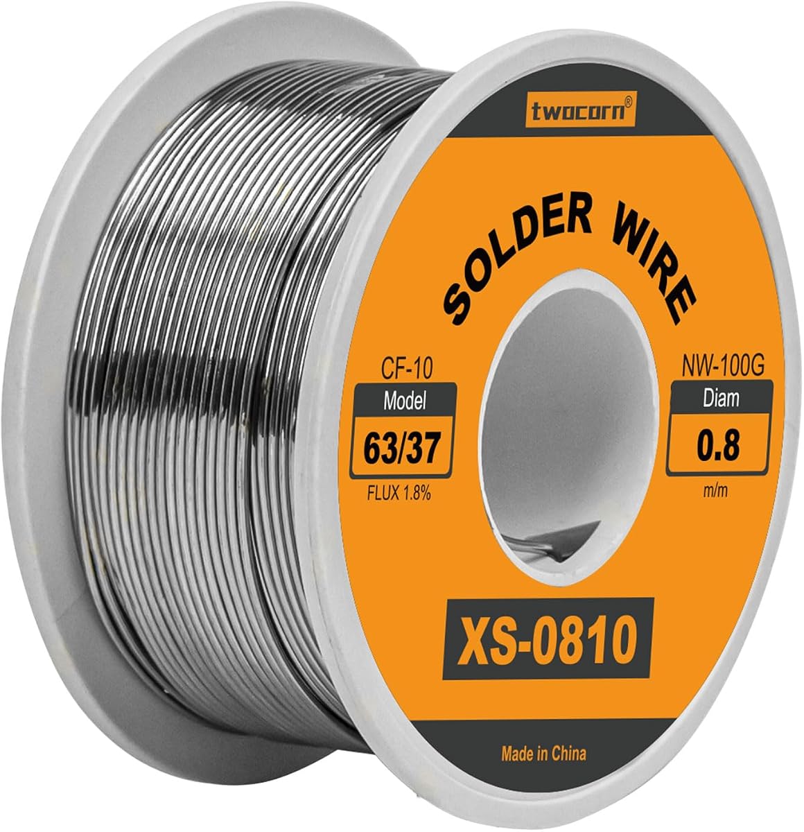 63/37 Solder Wire, high Purity no-wash tin-Lead Rosin cored Wire with 1.8% Flux for Electric Soldering (0.8mm 100g)