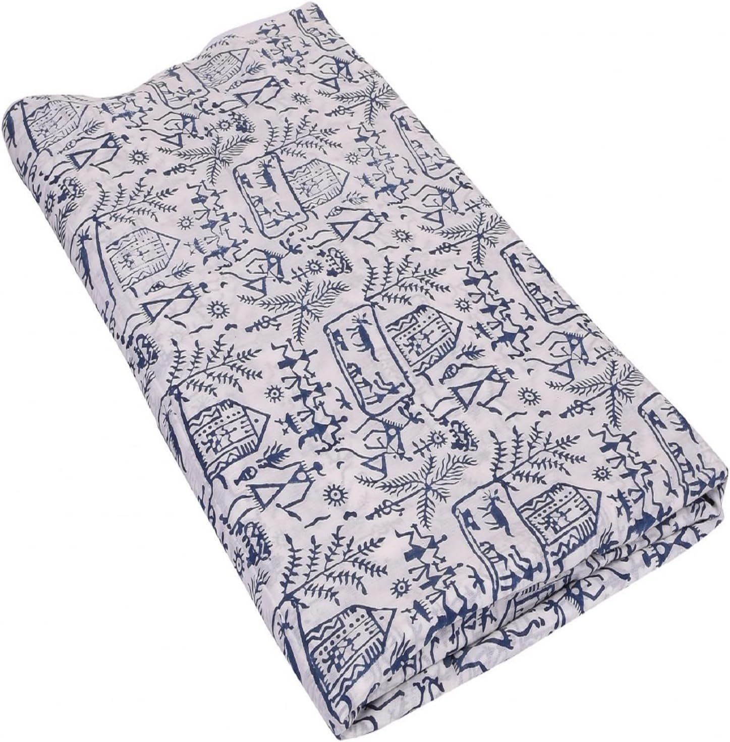 Trade Star 100% Cotton Fabric Indian Hand Block by The Yard for Dressmaking, Ethnic Tribal Print Crafting Sewing Fabric for Baby, 3 Yard Handmade Kids Clothing Sanganeri Print (Pattern 2)