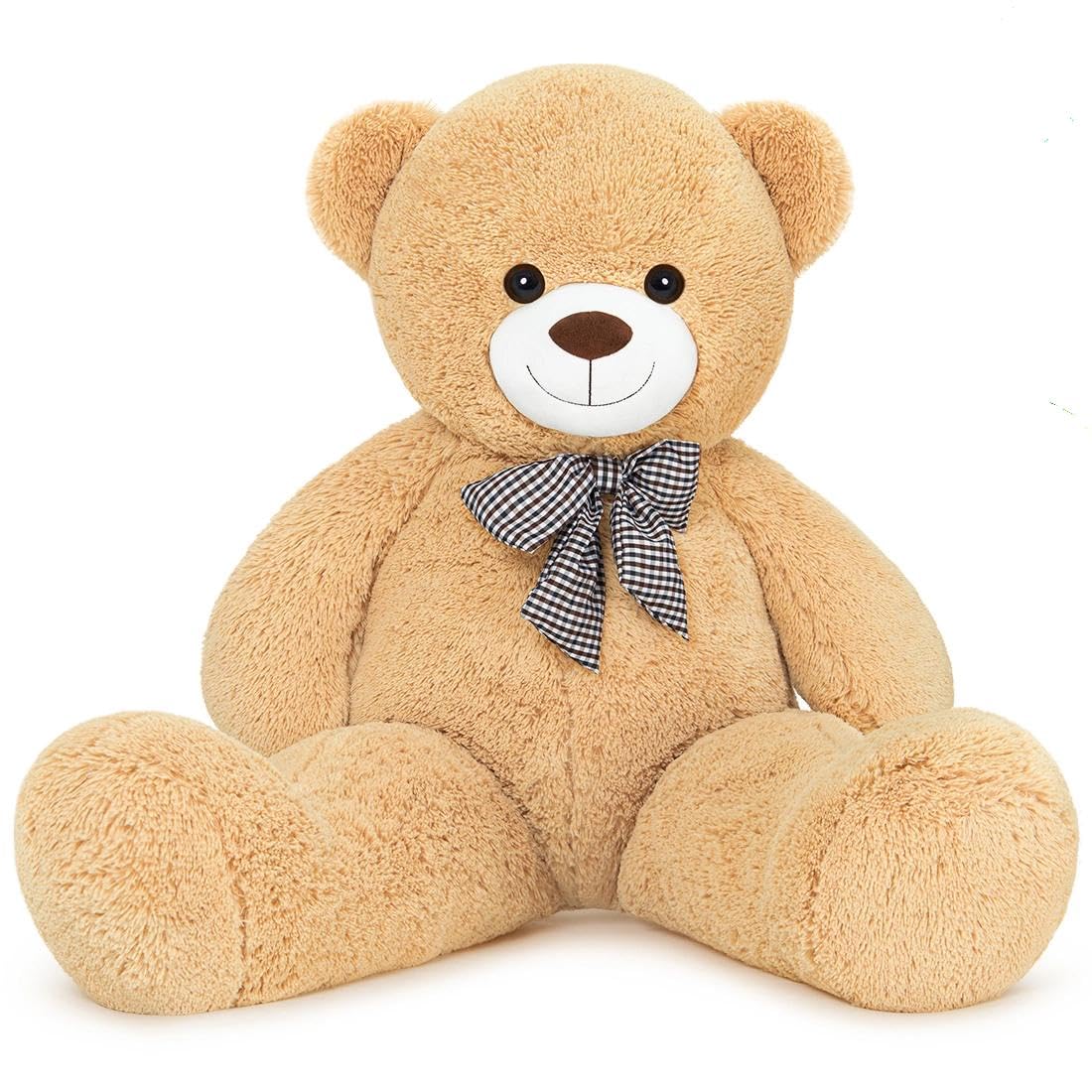 SNOWOLF Orsacchiotto gigante da 120 cm, grande orsacchiotto di peluche peluche peluche giocattolo orsacchiotto bambola per bambini ragazza (marrone chiaro)