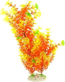 Ruilogod 15.7 "Plantas de Agua plásticas de Color Amarillo Altas para la decoración del Tanque de Pescado Adornado