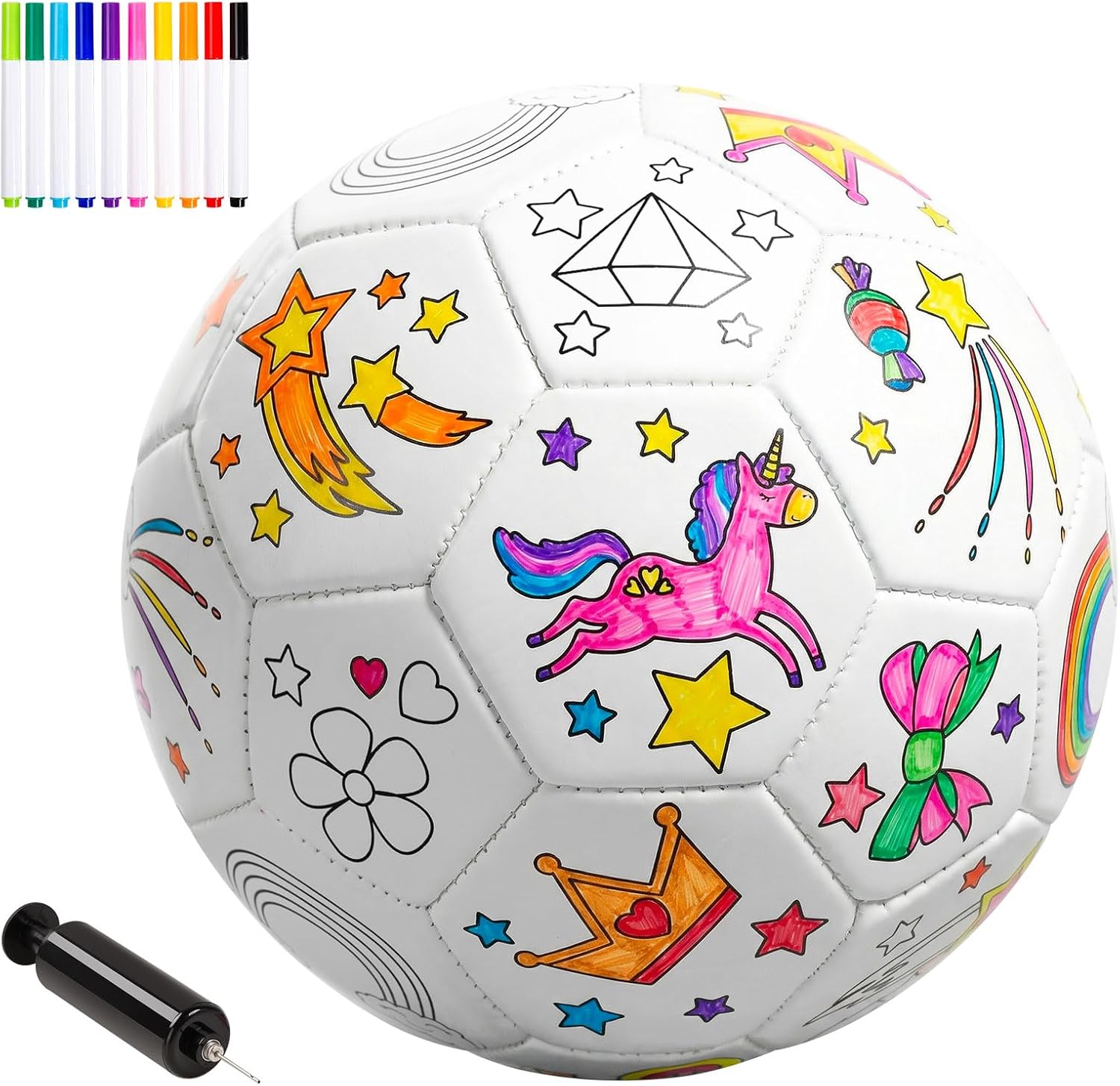 Richball Color You Own Soccer Ball with 10 Markers, DIY Coloring Soccer Ball Size 3 for Toddlers 1-3, Painting Ball for Kids Arts and Crafts Easter Gifts