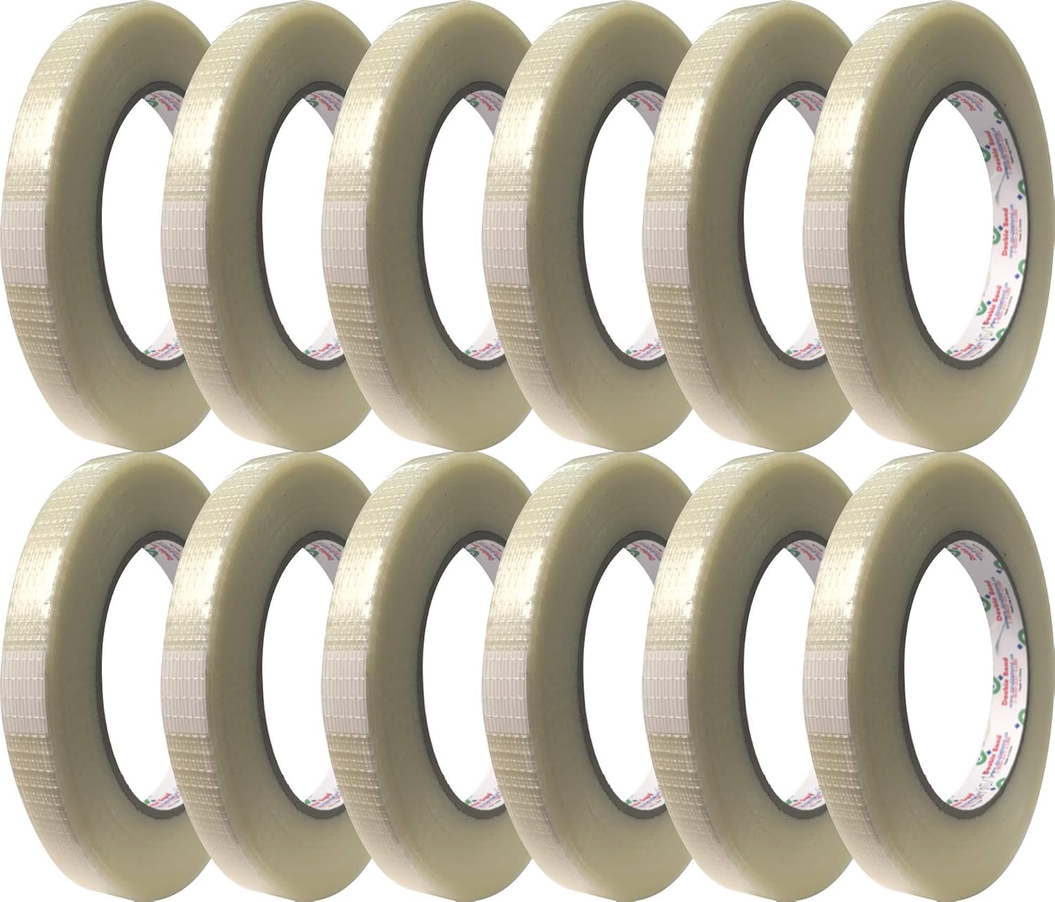 36 Roll 1" x 54.6 yds (24mm x 50m) Bi-Directional Fiberglass Reinforced Filament Tape, Strapping Tape, for Heavy Duty Packing, Steel Bundling, Wrapping, Palletizing