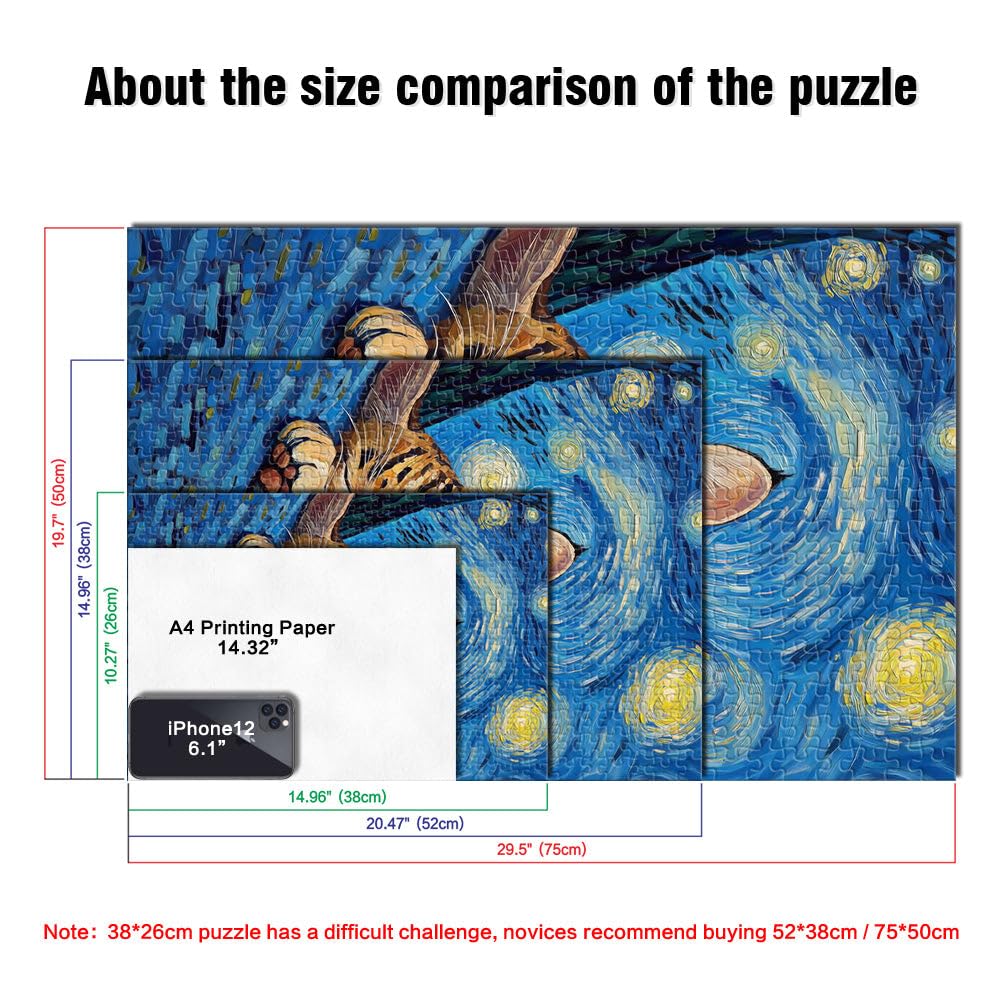 Gatto nella notte stellata Puzzle da 2000 pezzi per adulti giocattoli educativi per l'apprendimento offerte come regali per tutta la famiglia 70x100cm