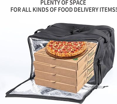 Insulated Heated Delivery Bag with Handle - Portable Microwave Food Warmer, 12V Collapsible Food Delivery Bag - Picnic Lunch Pizza Container for Food Transport