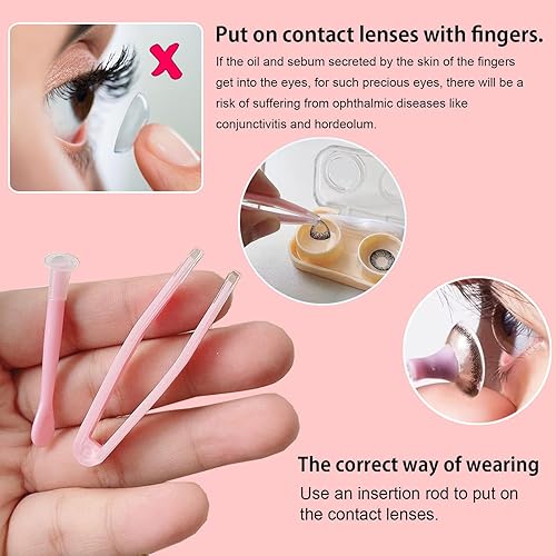 Miniatura 3 de Herramienta de inserción y extracción de lentes de contacto suave, pinzas con punta suave, juego de estuche de herramientas portátil para lentes de
