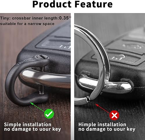 Miniatura 9 de FEGVE Llavero pequeño de titanio con grillete de tornillo, llavero de automóvil resistente y fuerte, mini anillos D de titanio, 12 pulgadas0.472 in