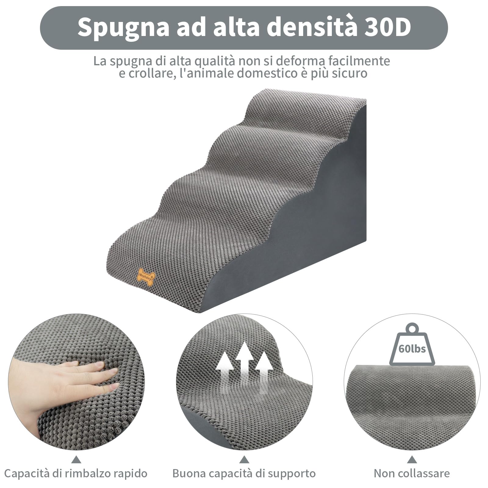 Nepfaivy Scala per Cani e Gatti - Gradini per Animali con Coperchio Rimovibile (4 Passi)