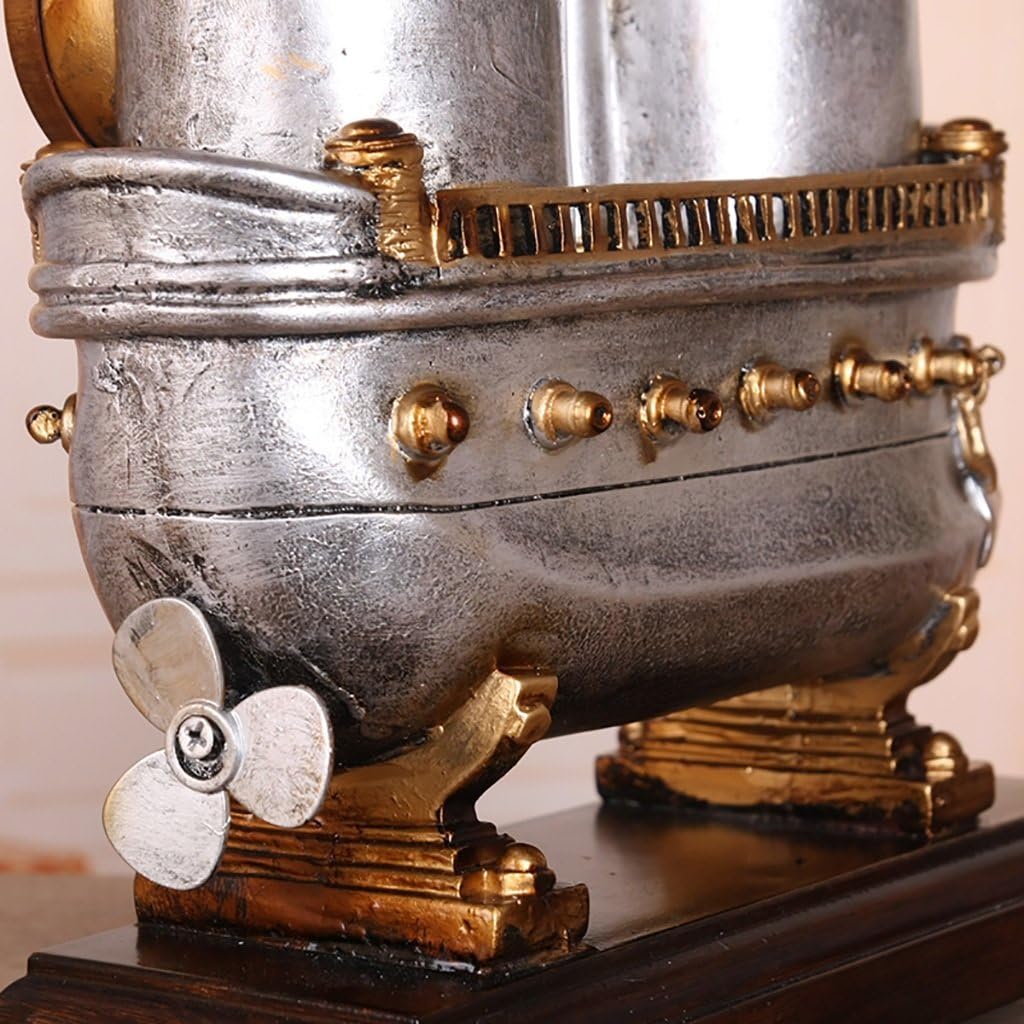 Retro Creative Mantel/Mantle Clock with Thermometer Rhythm Resin Ship Desk Clocks Decoration