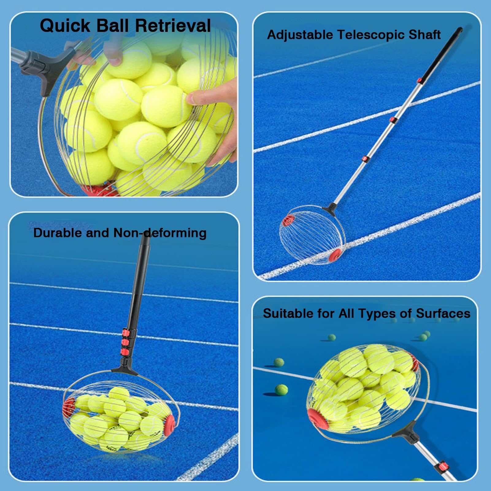 Golf- und Tennisball-Sammelkorb – Ihr idealer Trainingspartner. Tragbar, rollend und einziehbar, kein Bücken erforderlich