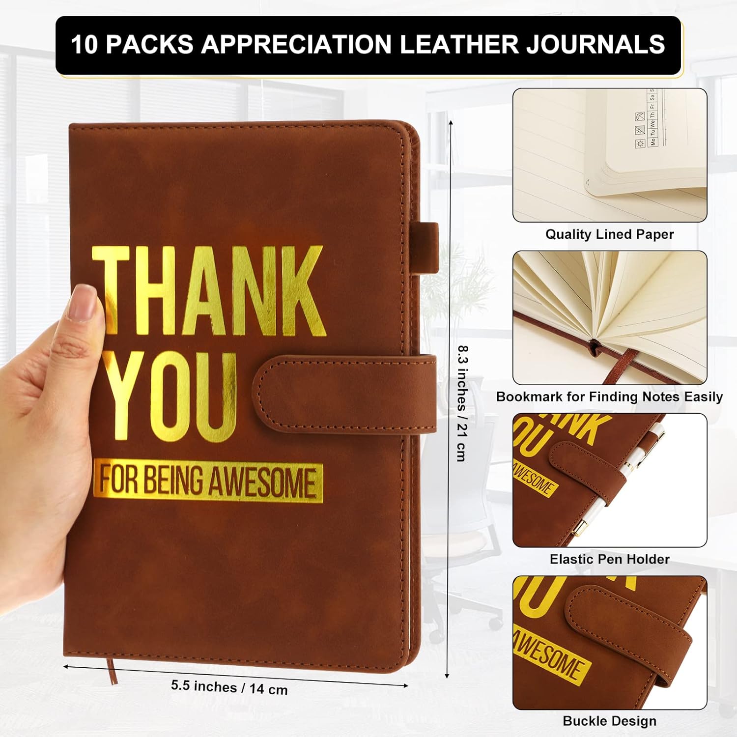 Yexiya 10 Pcs Thank You Gifts for Employee A5 Leather Notebooks Inspirational Notebooks Thank You for Being Awesome Patient Access Week Appreciation Gifts for Medical Coworkers Nurses Teacher(Classic)