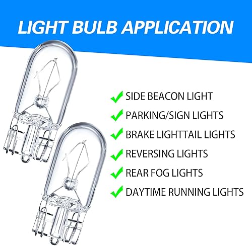 Miniatura 4 de Slykew 10 luces pequeñas T10 de pie plano para automóvil, 168, 192, 12V, 5W, baja potencia, alta transmitancia, luz indicadora de ancho halógeno,