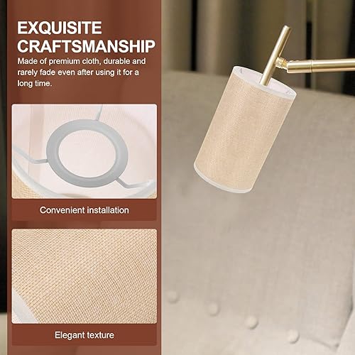 Miniatura 5 de Pantalla de lámpara de tambor, pantalla de lámpara cilíndrica de lino E27, lámpara de construcción de araña, luz de repuesto para lámpara de pie de