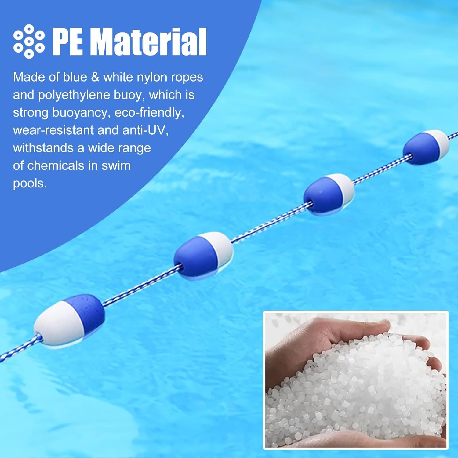 Corde galleggianti per piscine, divisorio per tutte le piscine (1 m) – Migliora la sicurezza e nizat per piscine, ideale per famiglie e feste in piscina