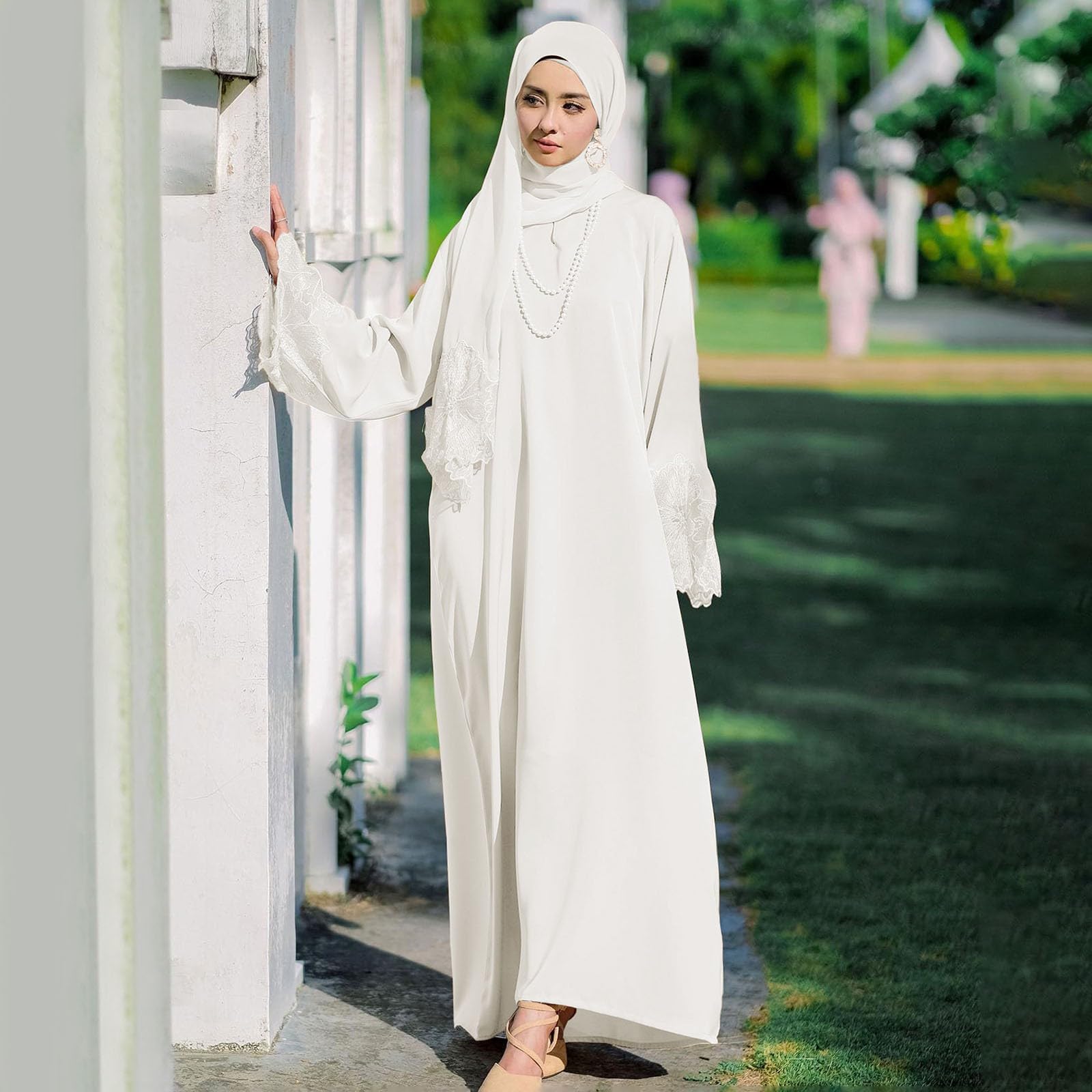Abito da preghiera per donne musulmane, abito da preghiera islamico a maniche lunghe con abiti musulmani hijab abito lungo abaya abiti islamici turchi caftano Dubai
