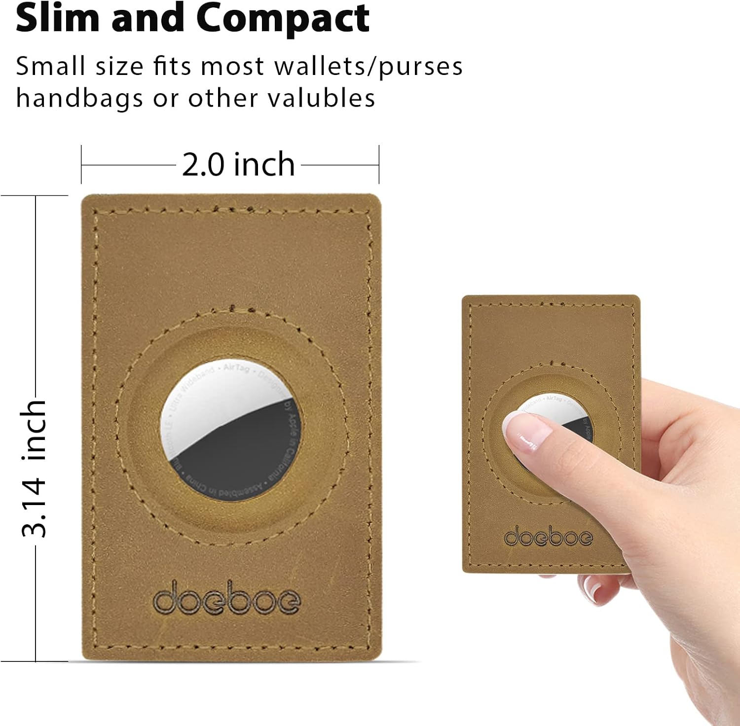 doeboe airtag holder for backpack purse airtag case genuine leather for airtag wallet men 2 pcs slim airtag card for apple gps airtag wallet han