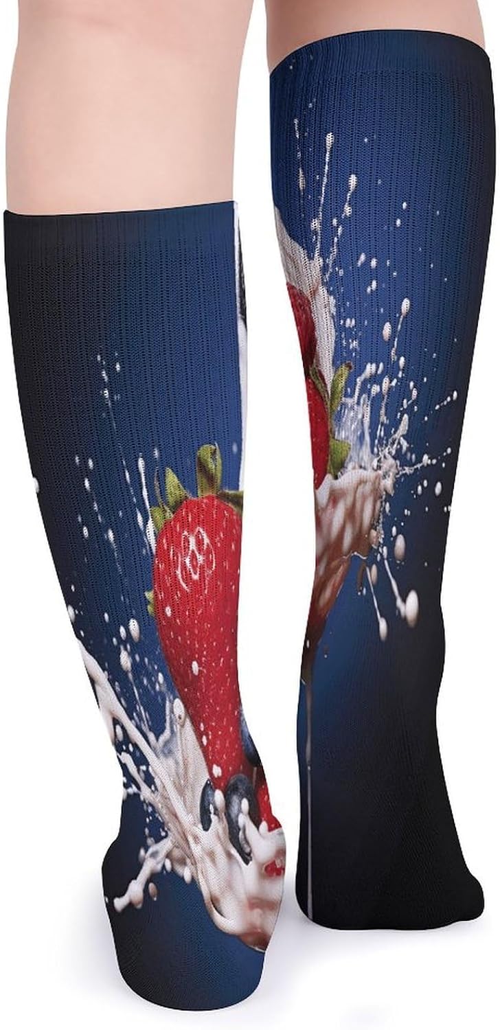 Fruit in Spoon Stocking - Cute Casual Long Athletic,Crew Sock for Men Women,Running Socks Soft Breathable for Gift