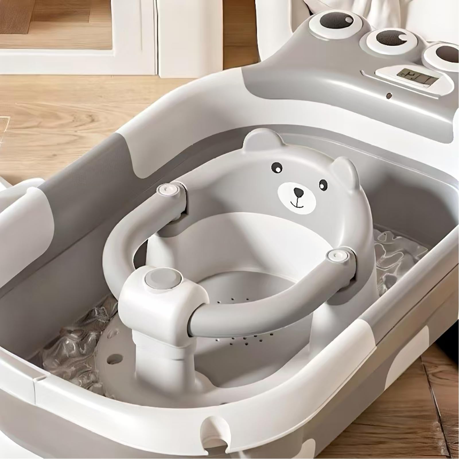 PandaEar Asiento de Baño para Bebé de 6 a 18 Meses | Silla de Baño Antideslizante para Bañera y Ducha | Silla de Bañera Plegable para Bebés